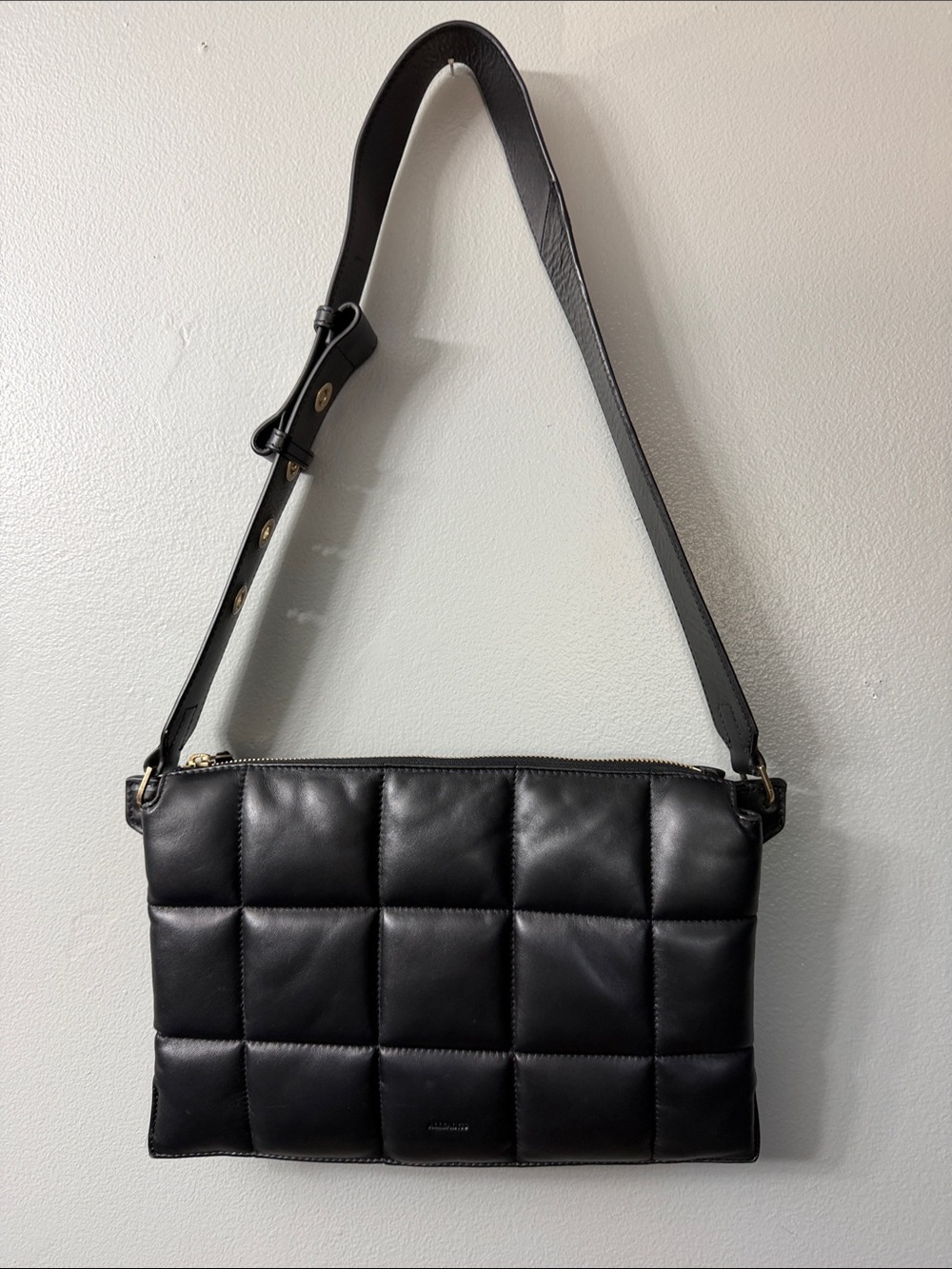AllSaints Sheringham Quilt Black Leather Shoulder Bag